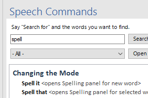 See all of the Microsoft Word speech commands in a searchable list.