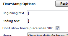 Configure the transcription timestamp to your requirements.